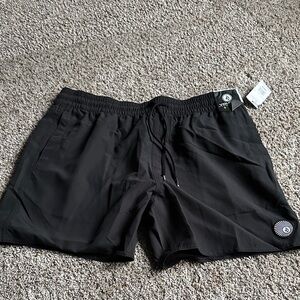 Volcom Men's Black Drawstring Swim Trunks
